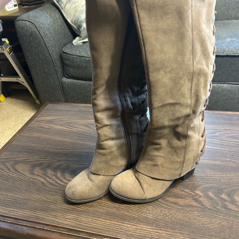 Fergalicious Tan Over the Knee Boots